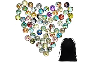 MAXQUU 60 gemme con albero della vita, con 1 sacchetto di velluto, pietre colorate di babbano di vetro, decorazioni miste, creazione di gioielli, accessori