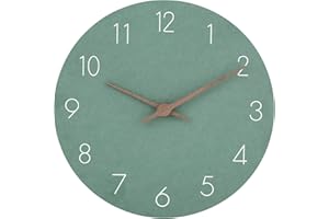 WARMINN Wall Clock Silent Non Ticking 12 Inch Large Modern Wooden Kids Green Vintage Retro Farmhouse Rutic Decorative Clocks for Kitchen Beddroom Shower Outdoor Garden Office Living Room Decor