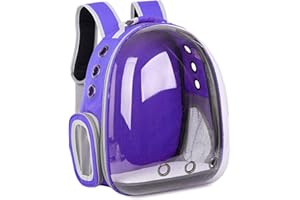 PETCUTE Mochila para Gatos Transparente Portador de Mascotas Mochila con Burbujas Bolsa de Transporte Ventilada PortáTil Diseño de Cápsula Transpirable para Gatos Pequeños Púrpura
