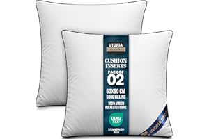 Utopia Bedding Cushion Inner Pads (Pack of 2), 50x50 cm (20 x 20 inches) Cushion Stuffer Inserts, Hollowfibre Piping Pillows (White)