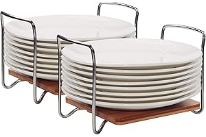 E-ROOM TREND Organizador de Platos Portatarga Misura Regolabile 2 Pezzi, Ripiano in per Riporre i Piatti con Maniglie SS304 Facili da Trasportare per Cassetto Della Cucina, Armadi (A042)