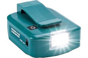 HIPOKE Adp05 Adaptador de Fuente de alimentación Convertidor Fuente de alimentación de teléfono USB Dual con Puerto de CC Luz LED Compatible con Makita batería de Iones de Litio de 18V BL1430 BL1830 BL1840