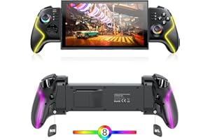 MENEEA Switch 2 Handheld Controller, One-Piece Retractable Control for Nintendo 2/1, Hall Effect Joystick, Adjustable Turbo & Dual Vibration, 6-Axis Gyro, Programmable Switch 2 Controller with RGB Light