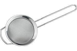 Grunwerg ST-3004 Cienkie sitko siatkowe z polerowaną obręczą i uchwytem, srebrny, 4-calowy, średnica 10 cm