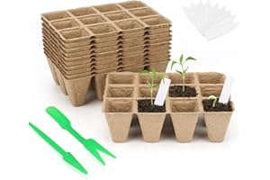 KINGLAKE 120 Pièces Pot semis, Pot de Culture, Godets pour semis de graines, avec 100X étiquettes pour Plantes Plastique et Une Paire d'outils de Migration