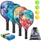 Oguka Pickleball Paddles, USAPA Approved Lightweight Pickleball Paddles Set of 4, 4 Pickleball Balls, 4 Cooling Towels and Ba