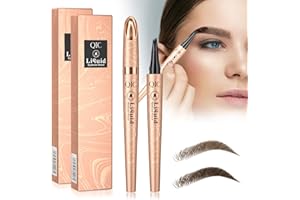 LEWBDF Neuer Wasserfester 3D-Microblading Magischer Augenbrauenstift mit 4 Gabelspitze Applikator 2 Stücke Wasserfester Augenbrauenstift Erzeugt mühelos natürlich aussehende Brauen