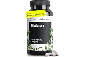 NATURAL ELEMENTS Ácido Hialurónico 500 mg - Alta biodisponibilidad (500-700 KDA) por porción - 90 Cápsulas para 3 meses - Fórmula para tu belleza interior - Probado en laboratorio en Alemania