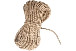 Luabue 20M Corde de Jute 6mm Ficelle Corde Chanvre Arts Artisanat Ficelle de Jute Naturelle Cordelette Jute pour Griffoir à Chat Jardinage Décoration de Pots Bricolage d'art Créatif