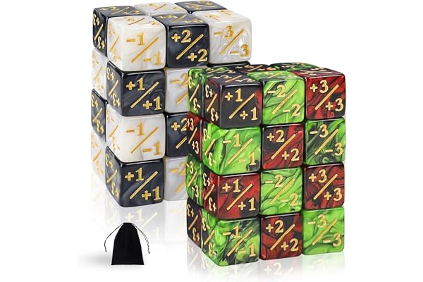 SLAKOZYT MTG Compteur de dés Token Cube, Magic The Gathering Glitter Sparkle Cube, Cube de loyauté Starry Marble D6 Cube Compatible avec CCG, MTG, Card Gaming Accessory (48pcs-Noir Blanc&Rouge Vert)