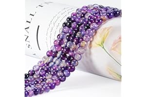 ‎OUUBUUY Naturstein Perlen Edelstein Perlen,85 Stück 4mm Lila Streifen Achat Naturstein Edelsteinperlen Polierte Runde Edelsteine Zum Auffädeln Edelsteine Steinperlen für Armbänder Ketten DIY Schmuck Basteln