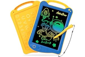 HOMESTEC AstroDraw Toddler Toys for 2 3 4 5 6 Year Old Boys Girl Gift, Colored Drawing Tablet for Kids Travel Activities Toy, Space Doodle Board Autism Sensory Toddler Gifts for Birthday (Blue/Yellow)