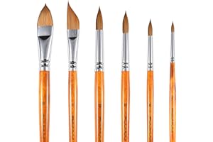 TYRKUIY Sable Watercolour Brushes Set-Artist Paint Brushes 6PCS Professional Kolinsky Paint Brushes for Artists Pointed Rounds Cat's Tongue Dagger for Watercolour Acrylics Inks Gouache Tempera Painting