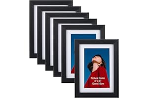 EYMPEU Marcos de Fotos 10X15 con Cartón Set de 6, Marco 13X18 sin Cartón Negro, Para Mesas y Paredes, Diseño Moderno Clásico.