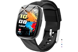 Ucani Kids Smart Watch 6-16 Years - IP68 Waterproof Fitness Tracker, 1.75" Touch Screen, Heart Rate & Sleep Monitor, 100+ Sports Modes, Gift for Girls Boys (Bright Black)