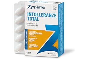 Zymerex - Intolleranze Total | 20 compresse | Digestione lattosio lipidi e carboidrati | Enzimi digestivi | Lattasi | Senza glutine e lattosio