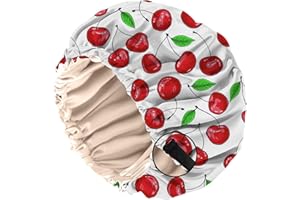 BHAHB Bonnet Satinhaube zum Schlafen, Doppelschichtige Qualität wiederverwendbar elastisch verstellbar satin haarhaube, Niedliches Design für Frauen und Mädchen (O19-Kirschrot)