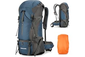 JOVELL Durable 70L Waterproof Hiking Camping Backpack with Rain Cover, Lightweight Outdoor Sport Travel Daypack 70L Rucksack for Climbing Touring Ultralight High-Capacity for Men and Women