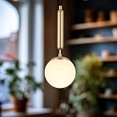 Shine Tekli Cam Avize Aydınlatma, Ev, Ofis, Cafe, Restoran Avizeleri, E14 Duy (Gold)