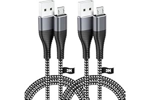 HUNYYN Cavo PS4 Controller 3M+3 Metri [2Pezzi], Nylon Cavetto Micro USB di Caricatore Intrecciato Per Sony PlayStation 4/ DualShock 4 /Joystick PS4/PS4 Pro/PS4 Slim/Xbox One