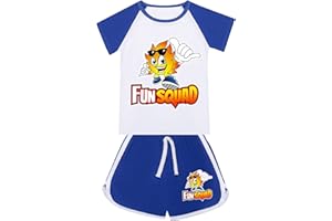 YORZMIN Fun Squad T Shirt Kids Merch Tee & Shorts 2 Pcs Short Sleeve Sportswear Activewear Tracksuits Loungewear Sets Jogging Suit Toddler Baby Boys Girls Gaming Gifts