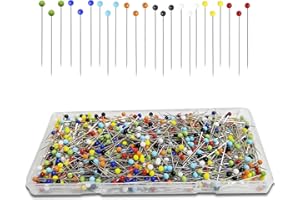 Urmspst Alfileres de Costura, 600 Pcs Alfileres Costura, Alfileres con Cabeza de 38 mm con Cabeza de Bola de Vidrio de Colores para Tela, Joyería DIY, Manualidades y Proyectos de Costura (Colorido)