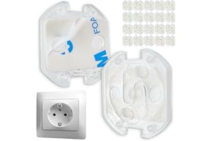 YOUR DAY MATE Protector Enchufes para Pegar, 20 piezas, Transparente, para bebés y niños, apto para enchufes SchuKo de tipo F, Kit Seguridad Bebe, Cubre Enchufes, Tapa enchufes, protege enchufe, protección enchufes