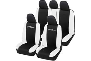 Auto Accessori Lupex Housse de siège Auto Universelle modèle Racing, Housse de Protection pour sièges Avant et arrière, en Polycoton (Noir - Blanc)