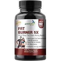 AMMUNE Fat Burner 5x - Weight Loss Supplement, Appetite Suppressant, Energy Booster - Premium Fat Burner for Men & Women Acetyl L-Carnitine, Green Tea Extract, More - 90 Natural Veg Diet Pills