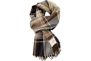 GWAWG Couple Scarf Plaid Scarves Winter Soft Warm Tassel Scarf Cashmere Feel Stripe Plaid Tartan Scarfs Classic Stylish for Men and Women