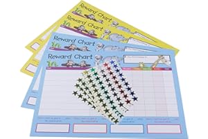 HOUSE OF CARD & PAPER Kartenhaus und Papierbelohnungstafel, 4 Tabellen und 225 Folien Sternaufkleber pro Packung