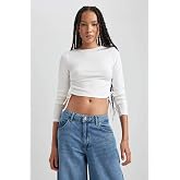 DeFacto Kadın Fitted Basic Uzun Kollu Crop Tiş&ouml;rt