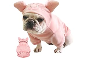 NACOCO Costume da maiale di Halloween per cani, con cappuccio, per Natale, Capodanno, caldo vestito per cani di piccola e media taglia (L)