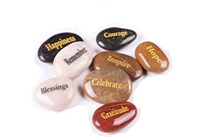 24PCS RockImpact Engraved Inspirational Stones, Sentimental Gifts, Motivational Keepsake, Different Words Message Pebbles, Gratitude Healing You Rock Ornament, Wholesale Price, 5-8cm (2"-3") ea