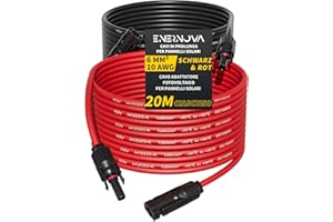 ENERNOVA Cavo Solare 4mm²/6mm², Cavo di Prolunga Solare, 1/2/3/5/10/15/20M, Cavo per Pannelli Solari con Impermeabilità IP67, per Pannelli Solari Fotovoltaico Montaggio(6mm² 20M)