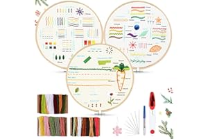 AOTWAN Stickset für Anfänger,Stickerei Set Erwachsene Stickerei Set Kreuzstich-Kit Starter Tools Kit mit 2 Stück Bambus Stickrahmen, Anleitung und Werkzeuge,Kreuzstich Set für DIY Kunst,Handwerk