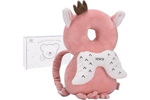 Bebamour Baby Head Guard Baby Sit Me Up Baby Head Guard Toddler Baby Walking Head Guard Coussinets de sécurité, Coussin réglable pour bébé Casque pour trotteurs(Pink with Bear Knee Pads)