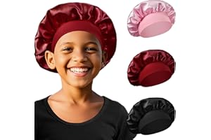 AOOWU 3 Stück Satin Haarhaube Bonnet, Seidenhaube zum Schlafen, Haarwaschhilfe Kinder, Baby Verstellbarer Shampoo Schutz, Karikatur Duschhaube Kappen SchüTzen Weiche Kappe Hut für Kinder