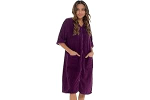 UNDERCOVER LINGERIE Undercover Ladies Terry Towelling 100% Cotton Zip Through Hooded or Non Hooded Dressing Gown Drying Bathrobe