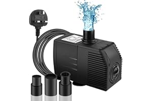 BARST 600L/H Submersible Pump with Filter, Ultra Quiet Water Pump for Fountains, Pool, Fish Tank, Pond, Hydroponics, Statuary with 4 Strong Suction Cups,3 Nozzles & 1.83m Power Cord 12W