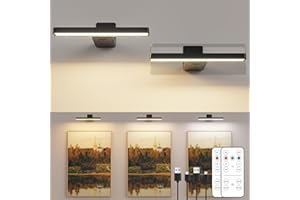 ‎GÖRVITOR Bilderleuchte Kabellos ohne Bohren, 2 Stück LED Wandleuchte Innen mit Fernbedienung, 3 Farbtemperatur Dimmbar Wandlampe Akku mit Timer, Aufladbar Dart Bildbeleuchtung für Gemälde Malen Foto Art