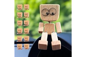 GENERIC Charming Little Wooden Figure That Sways with 12PCS Magnetic Expressions, Handcrafted Shaking Wooden Man Figurine Shaking Feet Woodens Doll, Funny Shaking Feet Wooden's Man Figure for Desktop Decor