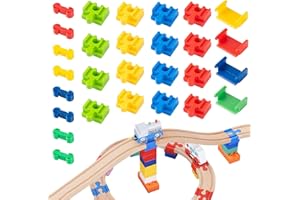 ZYLUNIY Ferrovia in legno 28pcs adattatore per ferrovia in legno Connettori Adattatori Compatibili, Attraversamento Per Treno, Connettori Per Binari Pista Trenino Legno Adattatori