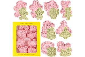 PTAIZJJZ Lot de 8 emporte-pièces de Noël en plastique 3D - Motif Père Noël, arbre de Noël, pain d'épices, garçon et fille, bonhomme de neige, renne