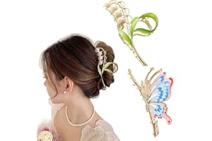 PFLYPF 2 StüCk Metallhaarnadeln, Blumenschmetterlingshaarnadeln, Blumenmetallhaarnadeln, Damen- und MäDchenblumenhaarschmuck Haarnadeln SüßE Haarschmuck Geeignet für Dickes Haar