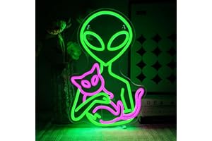 OYCGZV Alien Neon Sign Alien Cat LED Neon Sign Wall Cat Neon Sign Game LED Sign for Beer Bar Game Zone Living Room Bedroom Club Man Cave Party Home Decor Gifts