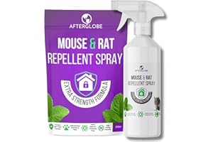 Afterglobe Mice Repellent Spray - Peppermint Oil Mouse and Rat Deterrent - Get Rid of Mice & Rodents Fast Non-Toxic and Safe Around Dogs Not Poison Rodent Repellent 250ml