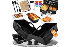 LADYSONS Accessoires Air Fryer pour Ninja Dual AF400EU & AF300EU & Tower T17088-20PCS Airfryer Accessoires Inclus Moule Silicone Air Fryer, Grille de Cuisson, Papier Sulfurisé, Moules à Gâteau, etc