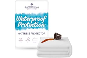 Slumberdown Waterproof Mattress Protector Double Bed - Super Absorbent & Spill-Proof, Soft Touch Cover, 30cm Deep Fitted Double Mattress Protector | Non-Allergenic & Washable (135 x 190cm)