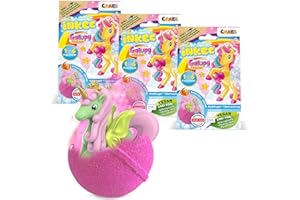 INKEE Surprise Pack de 3 Bombas De Baño con Sorpresa De Galupy Unicorn, Bomba de Baño para Niñas con figura 3D de Unicornio, Aroma a Caramelo